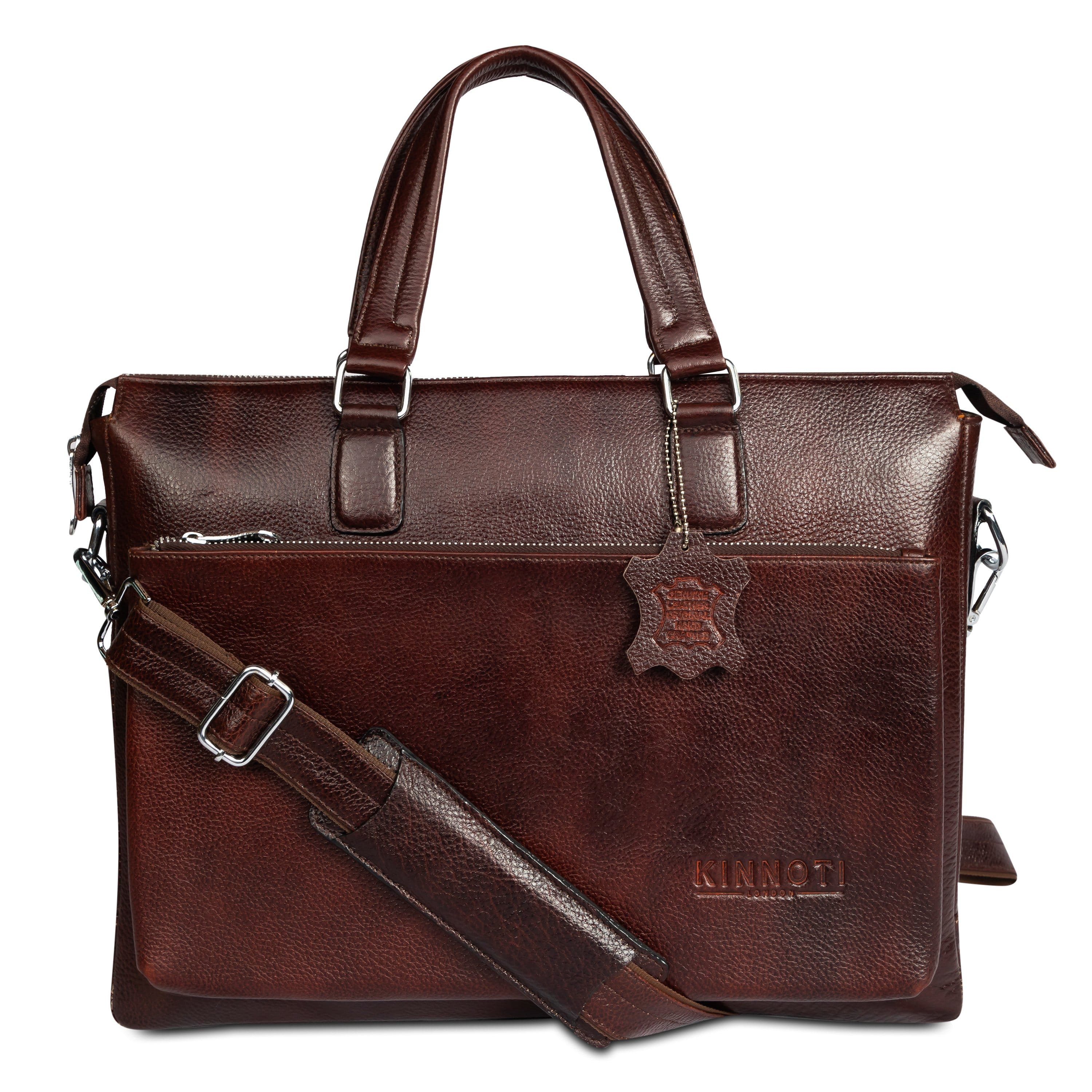 kinnoti LAPTOP BAGS Wine-Brown Men Solid Genuine Leather Laptop Bag