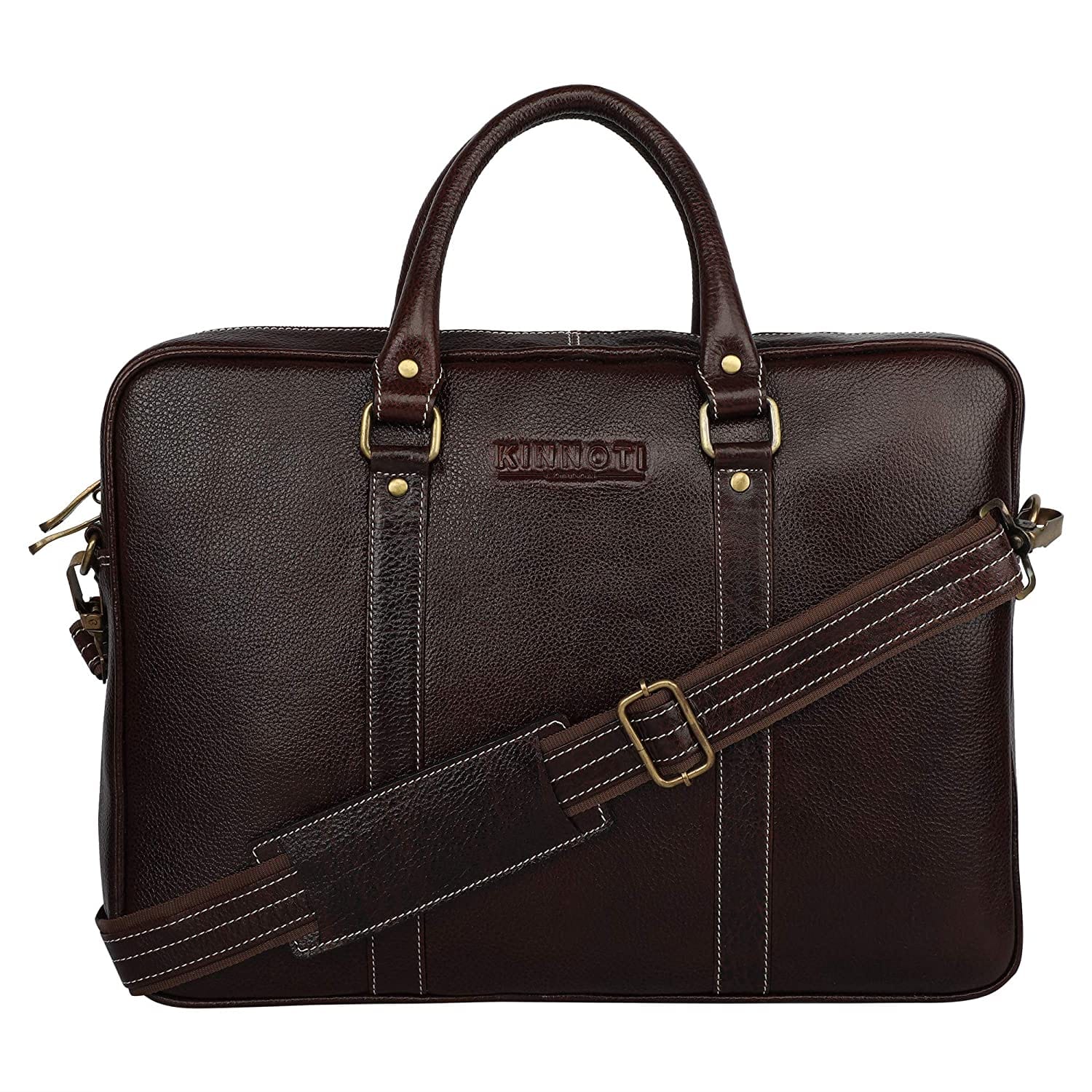 KINNOTI LAPTOP BAGS Wine Brown Unisex Genuine Leather Laptop Bag