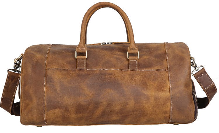 Kinnoti Large Genuine Tan Leather Travel Duffle Bag