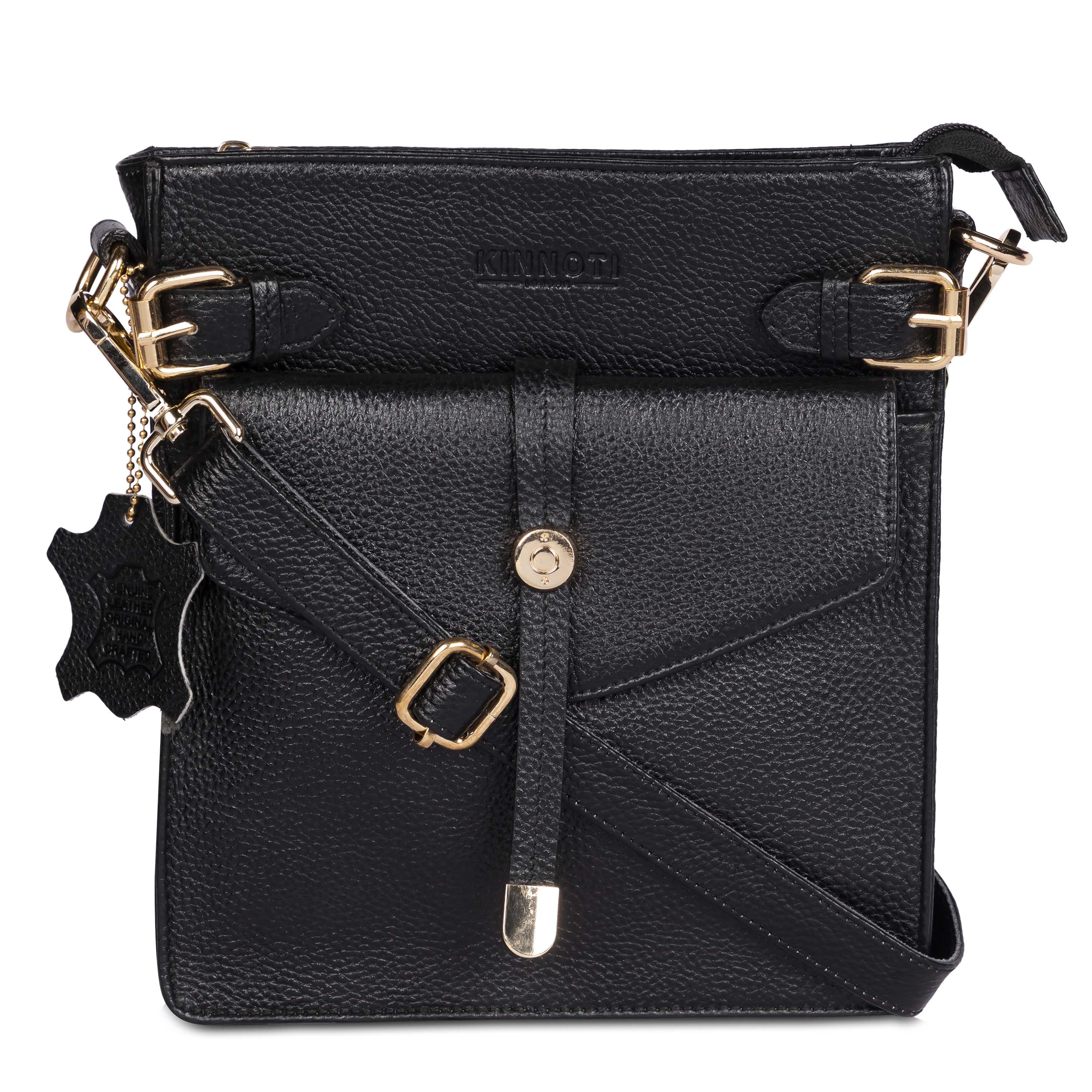 kinnoti Leather sling bag Black Genuine Leather Sling Bag