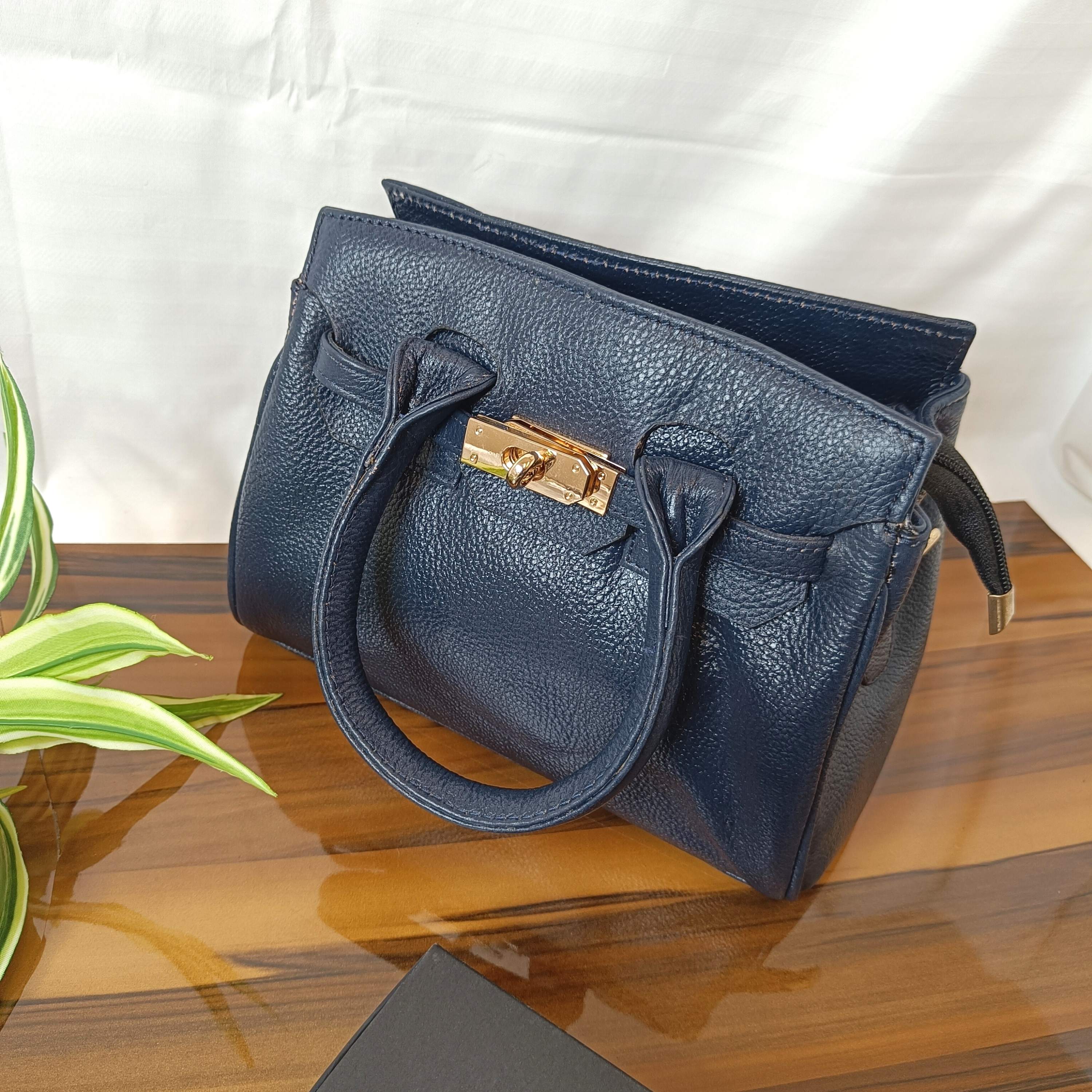 kinnoti Leather Sling Bag Blue Ostrich Pattern Leather Women Bag