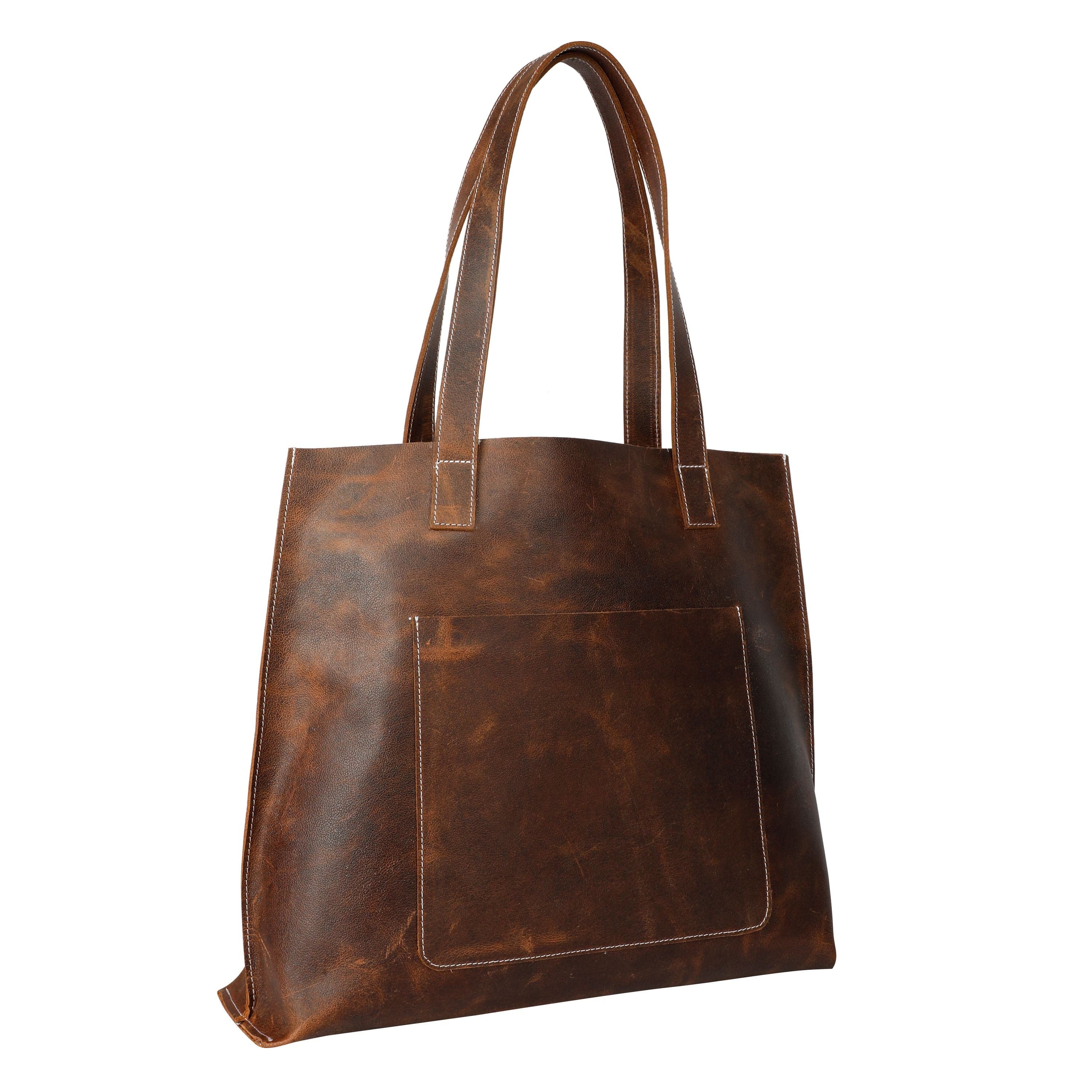 kinnoti Leather Tote Bag Brown Vintage Leather Tote Bag