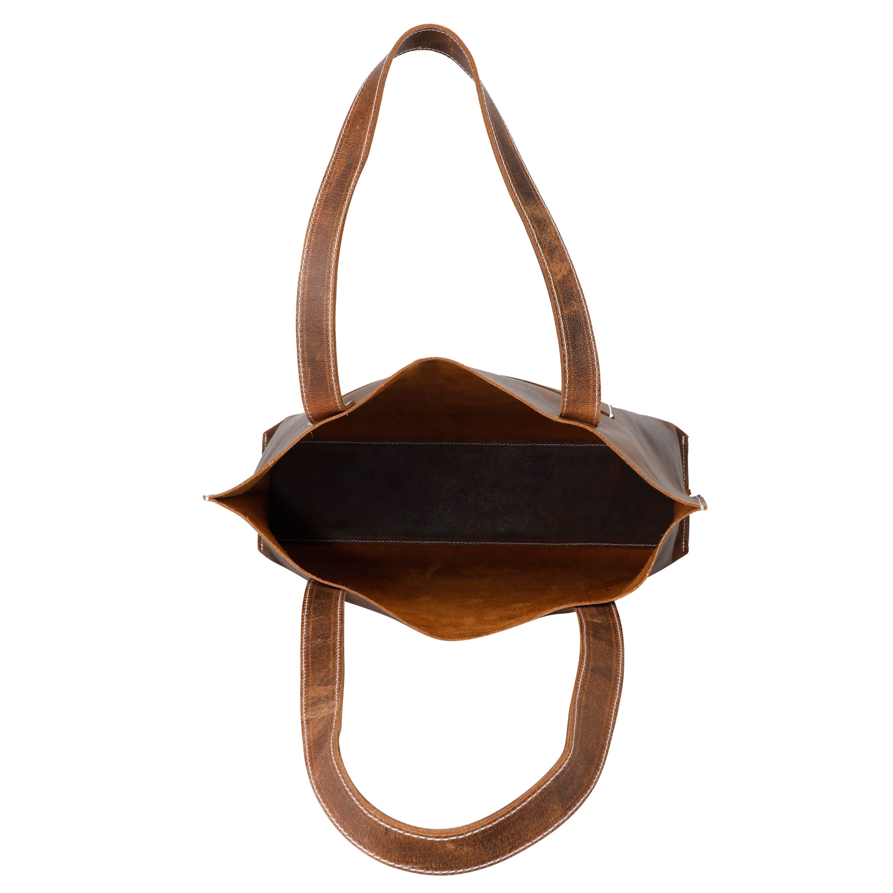 kinnoti Leather Tote Bag Brown Vintage Leather Tote Bag