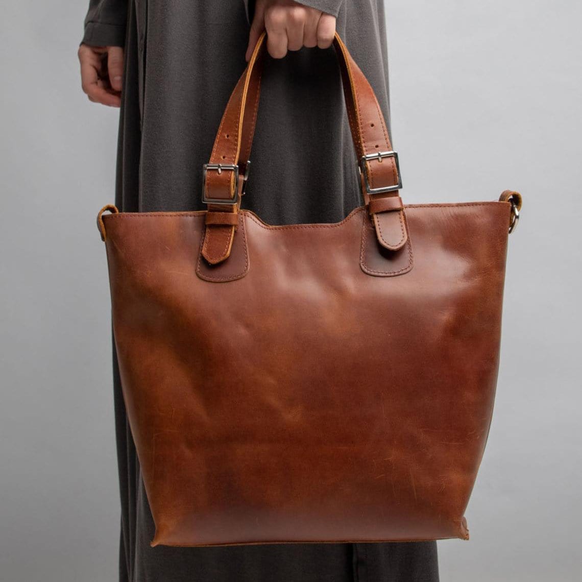 kinnoti Leather Tote Bag Minimal Leather Tote Bag