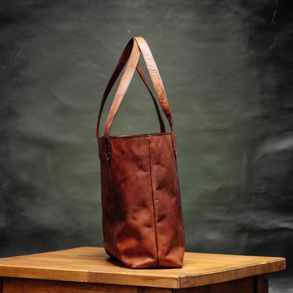 kinnoti Leather Tote Bag Solid Leather Tote Bag