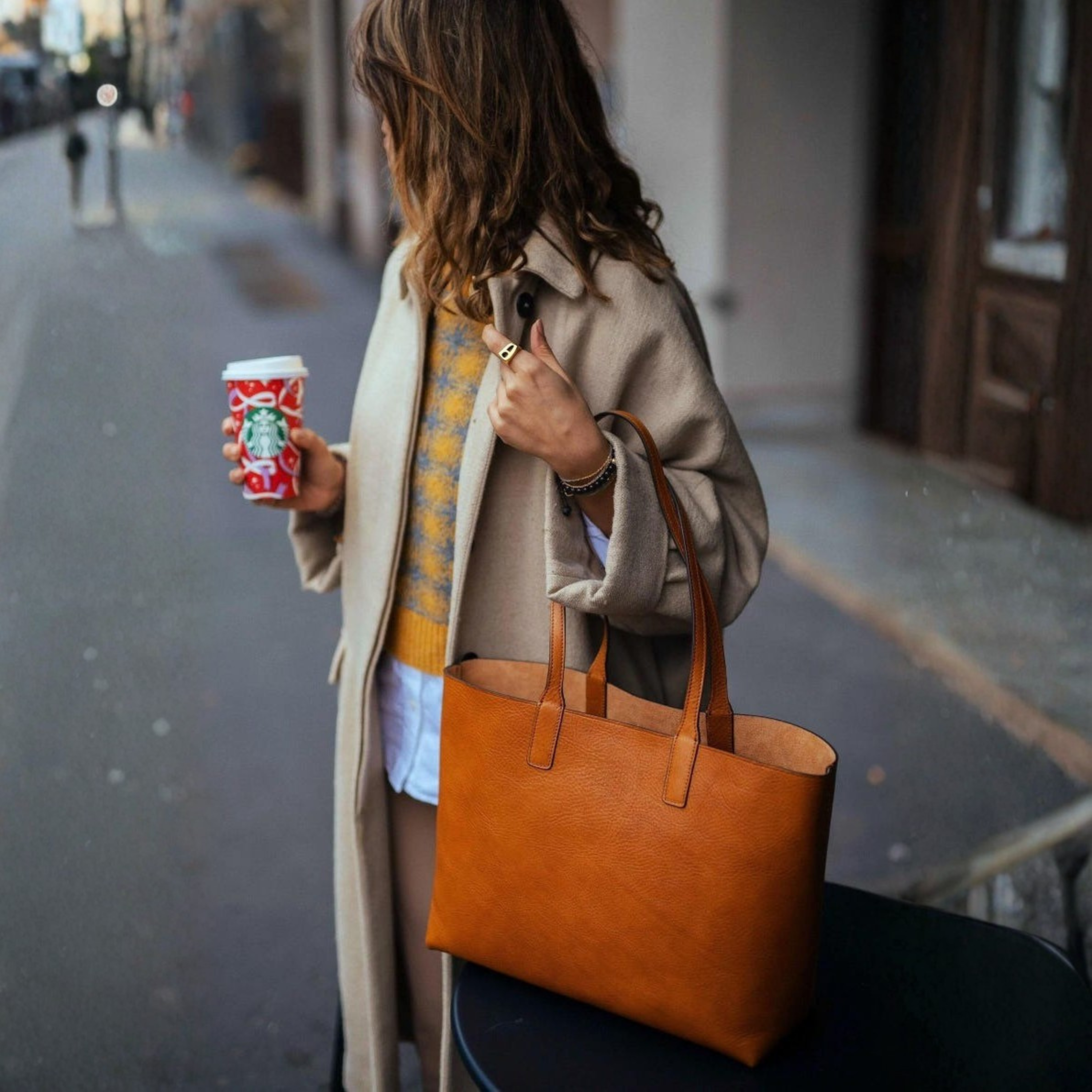 Kinnoti Leather Tote Bag Tan Leather Tote Bag