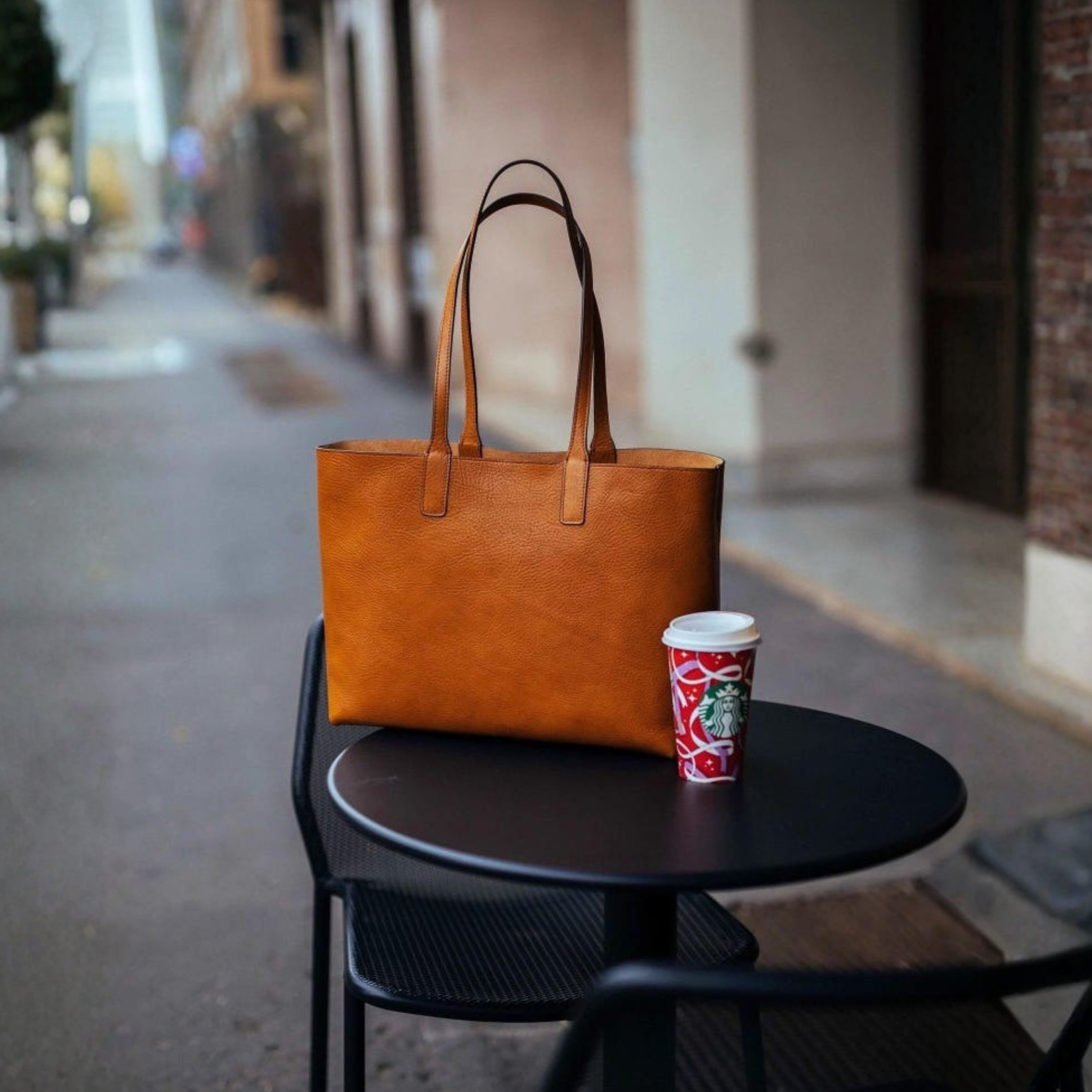 Kinnoti Leather Tote Bag Tan Leather Tote Bag