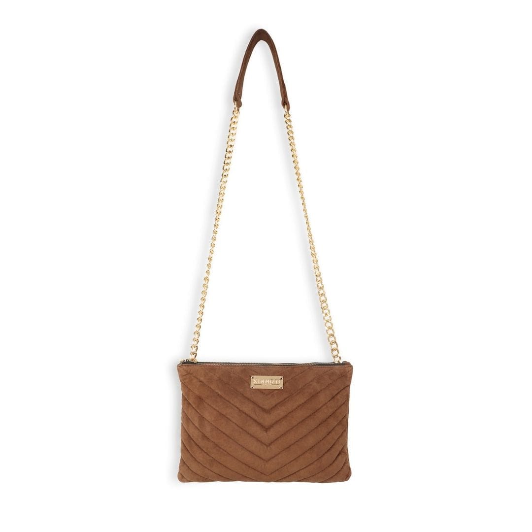 Kinnoti Linear Quilted Suede Leather Sling Bag