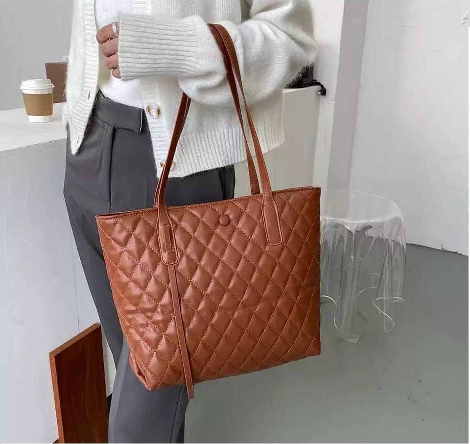 kinnoti Quilted Vegan Leather Tote Bag