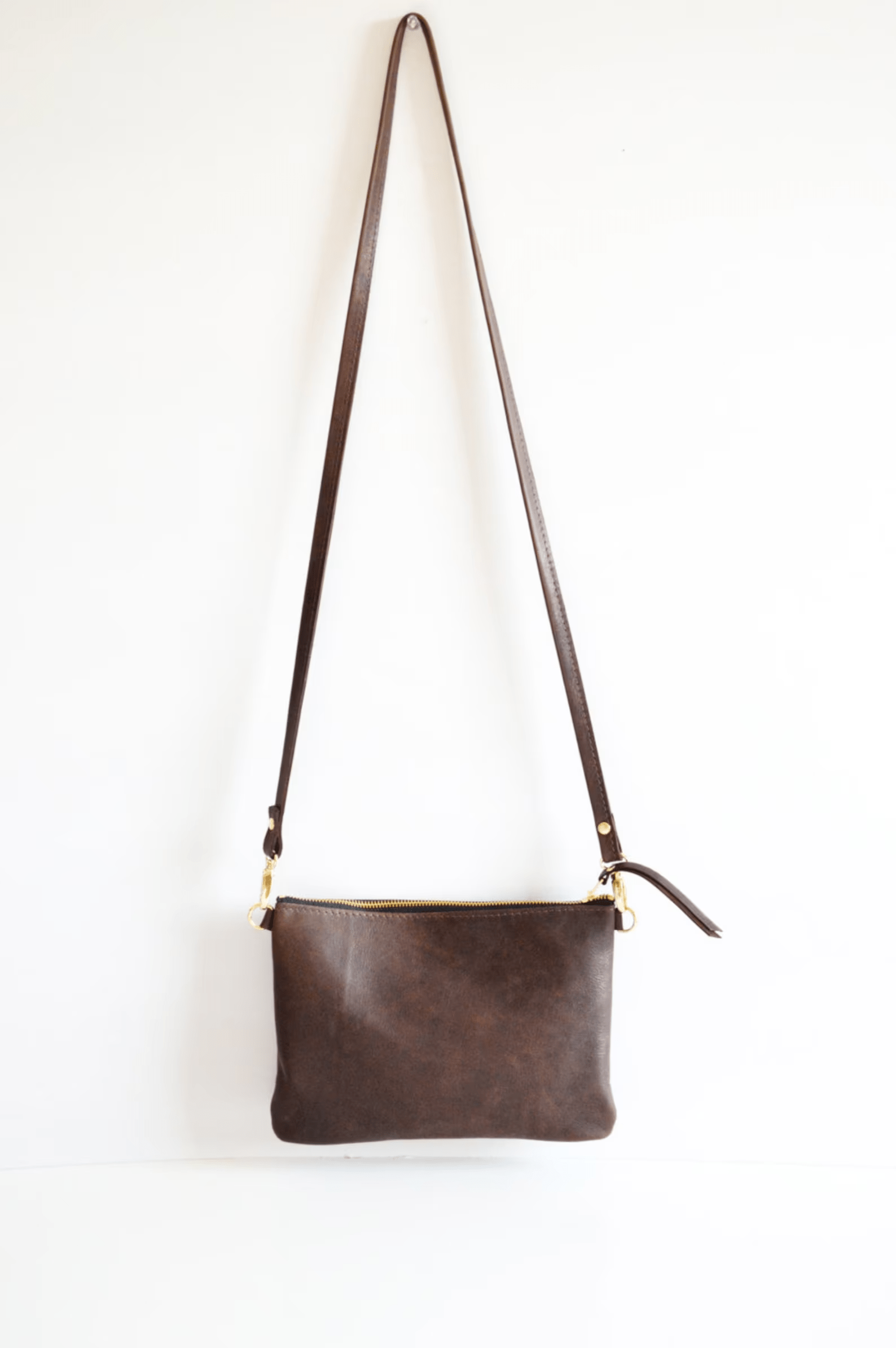 Kinnoti's Black Genuine Leather Sling Bag For Women With Adjustable Brass Chain & Shoulder Pad