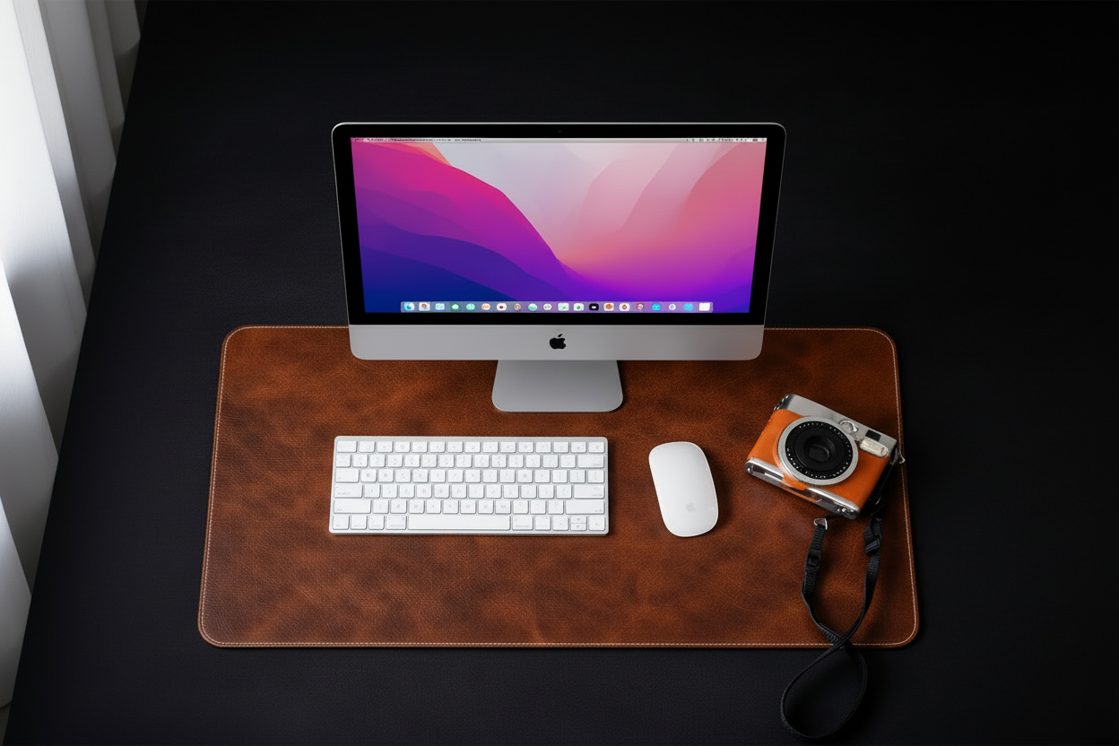Kinnoti Tan Defender White Stitched Desk Mat