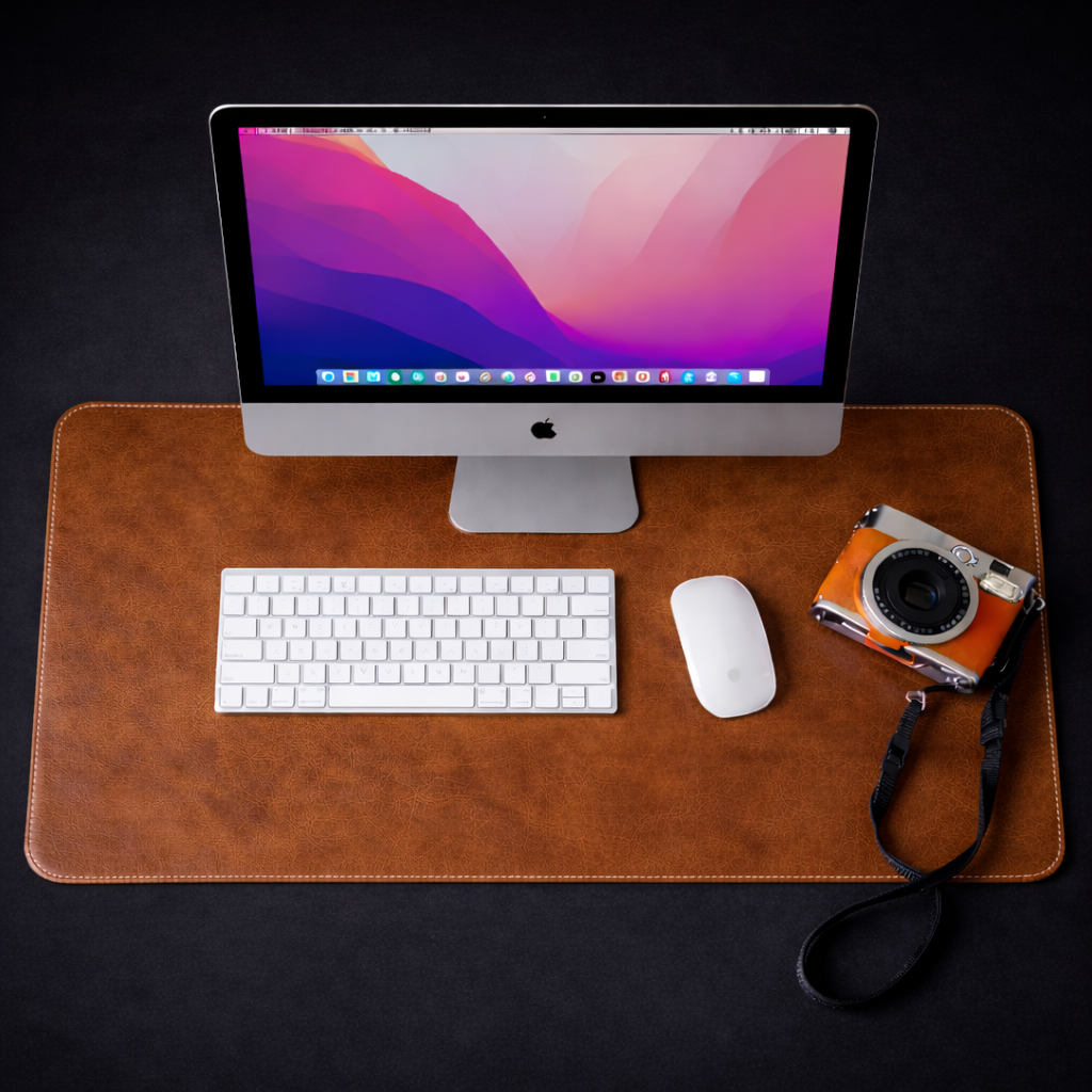 Kinnoti Tan Defender White Stitched Desk Mat