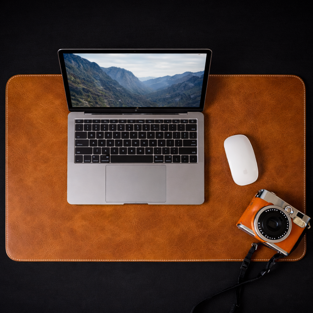 Kinnoti Tan Defender White Stitched Desk Mat