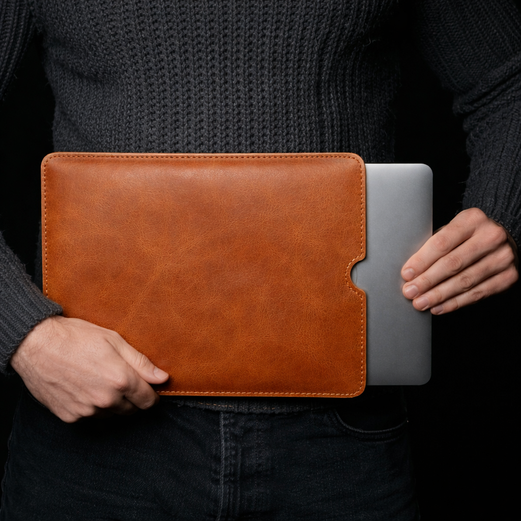 Kinnoti Tan Plano Leather Laptop Sleeve