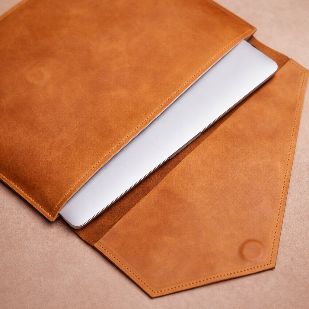 Kinnoti Tan Ripon Leather Laptop Sleeve