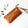 kinnoti Tan Zipper Minimalist Leather Sling Bag