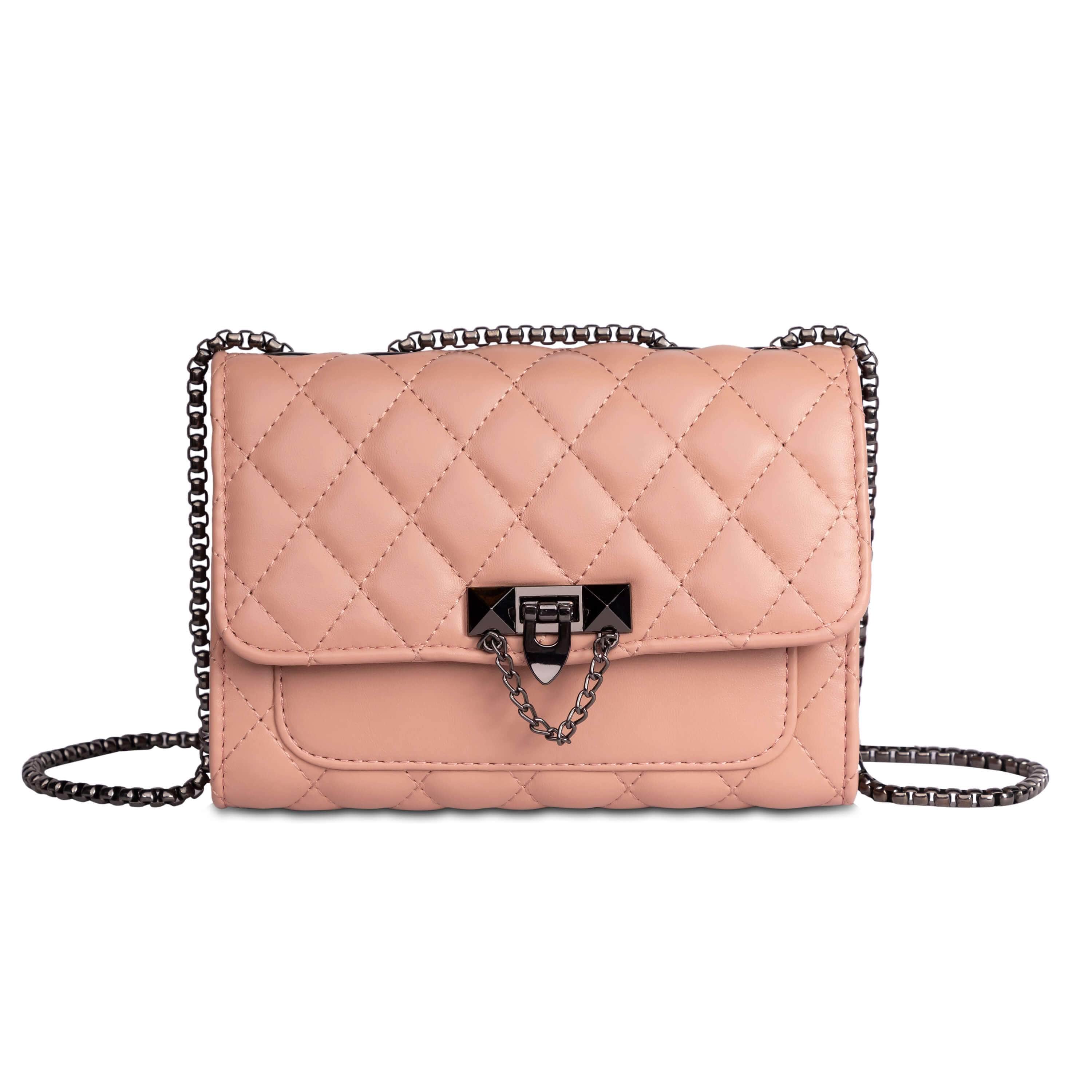 kinnoti vegan sling bag Pink Metallic Push-Lock Sling Bag