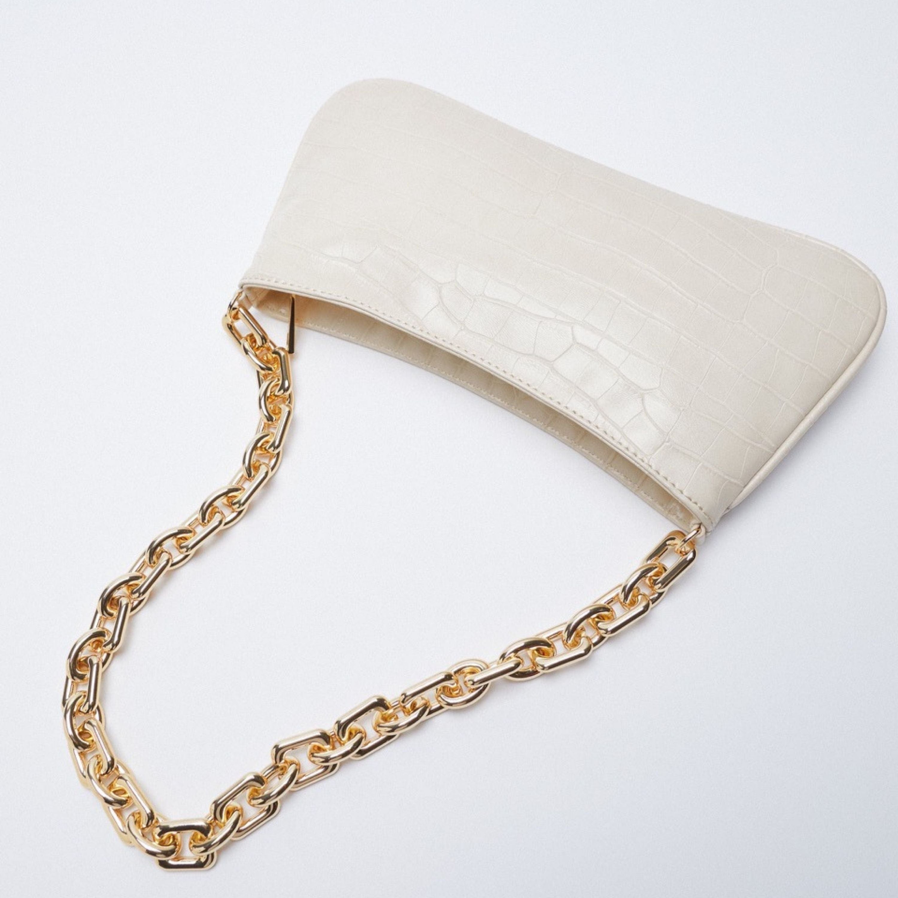 kinnoti vegan sling bag White Croco Chain Shoulder Bag