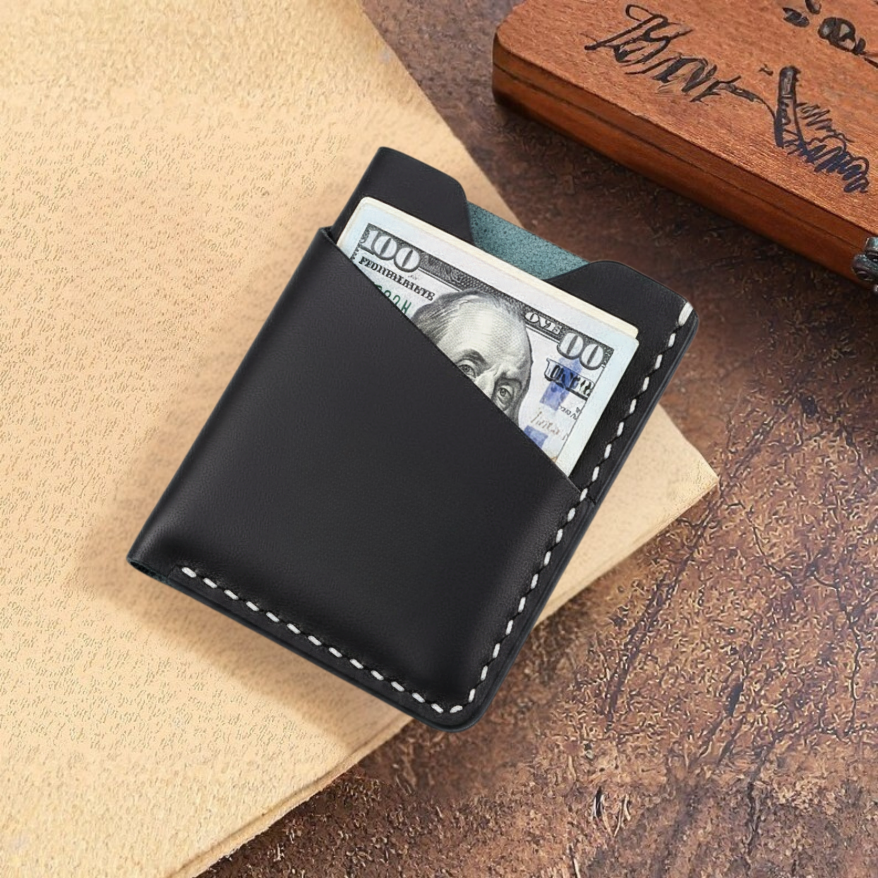 Kinnoti Wallet Black Leather Slim Wallet