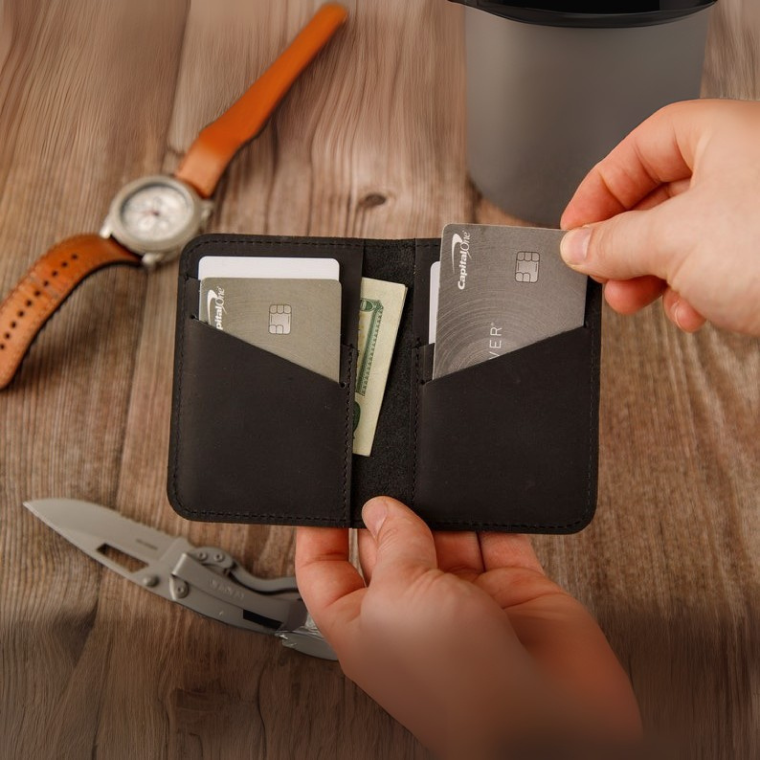 Kinnoti Wallet Black Slim Leather Wallet