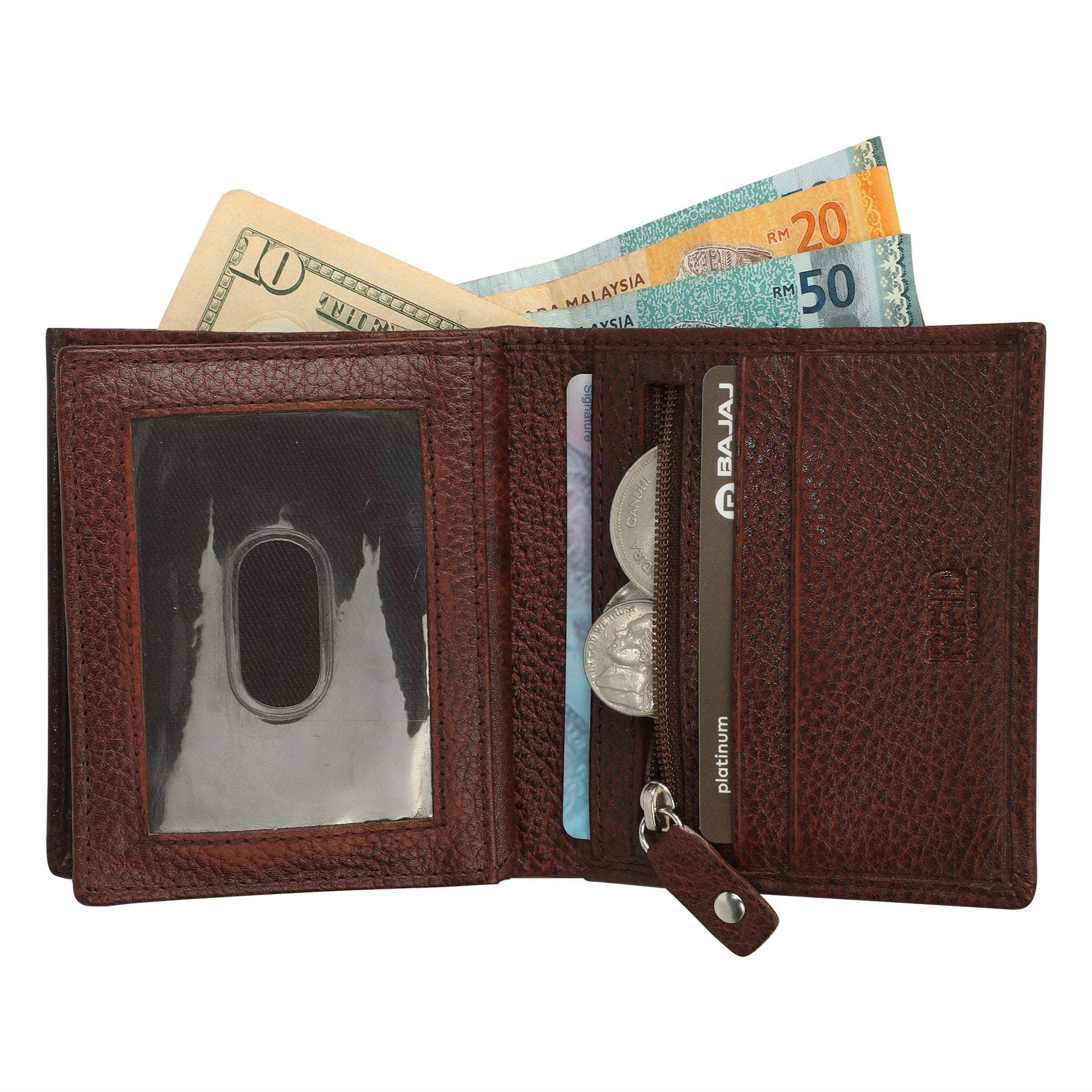 kinnoti Wallets 100% Genuine Leather Wallet (Brown)