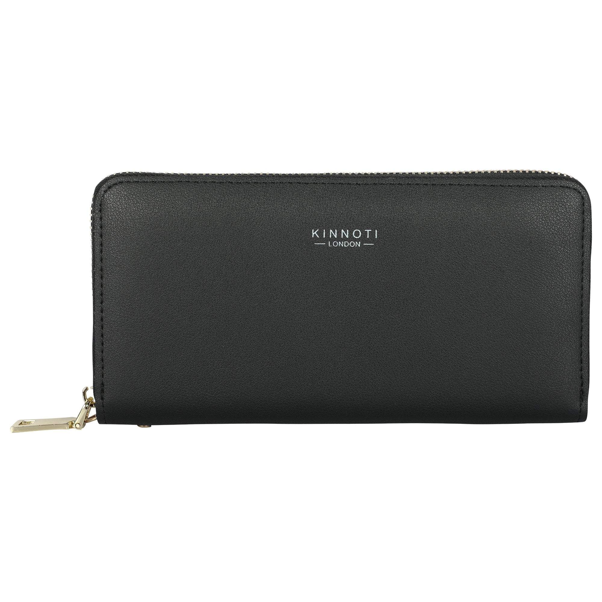 KINNOTI Wallets Black Brown Leather Bifold Clutch