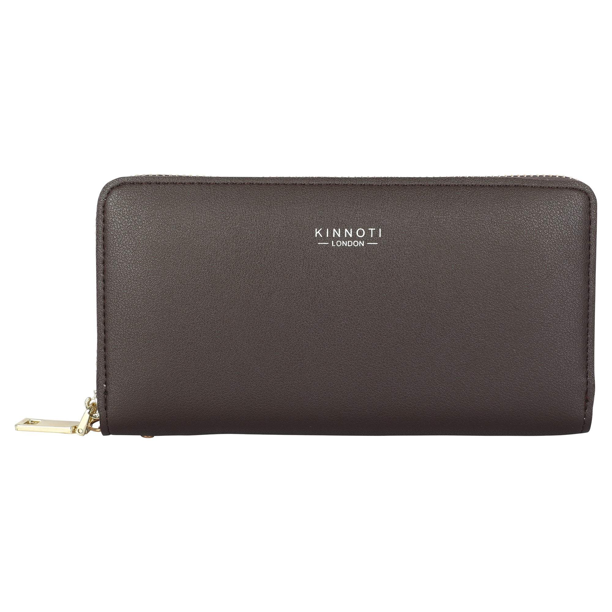 KINNOTI Wallets Black Leather Bifold Clutch