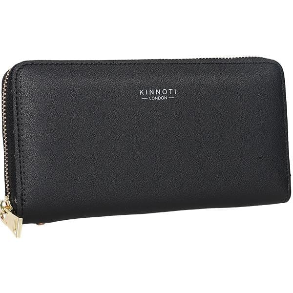 KINNOTI Wallets Black Leather Bifold Clutch