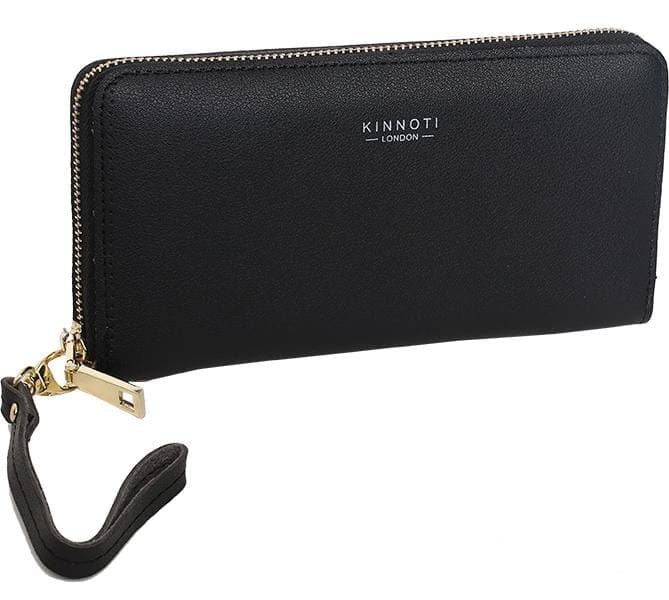KINNOTI Wallets Black Leather Bifold Clutch