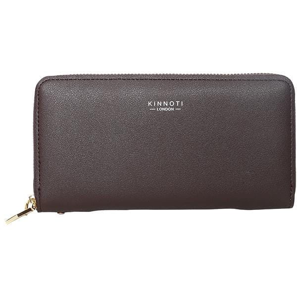 KINNOTI Wallets Brown Brown Leather Bifold Clutch