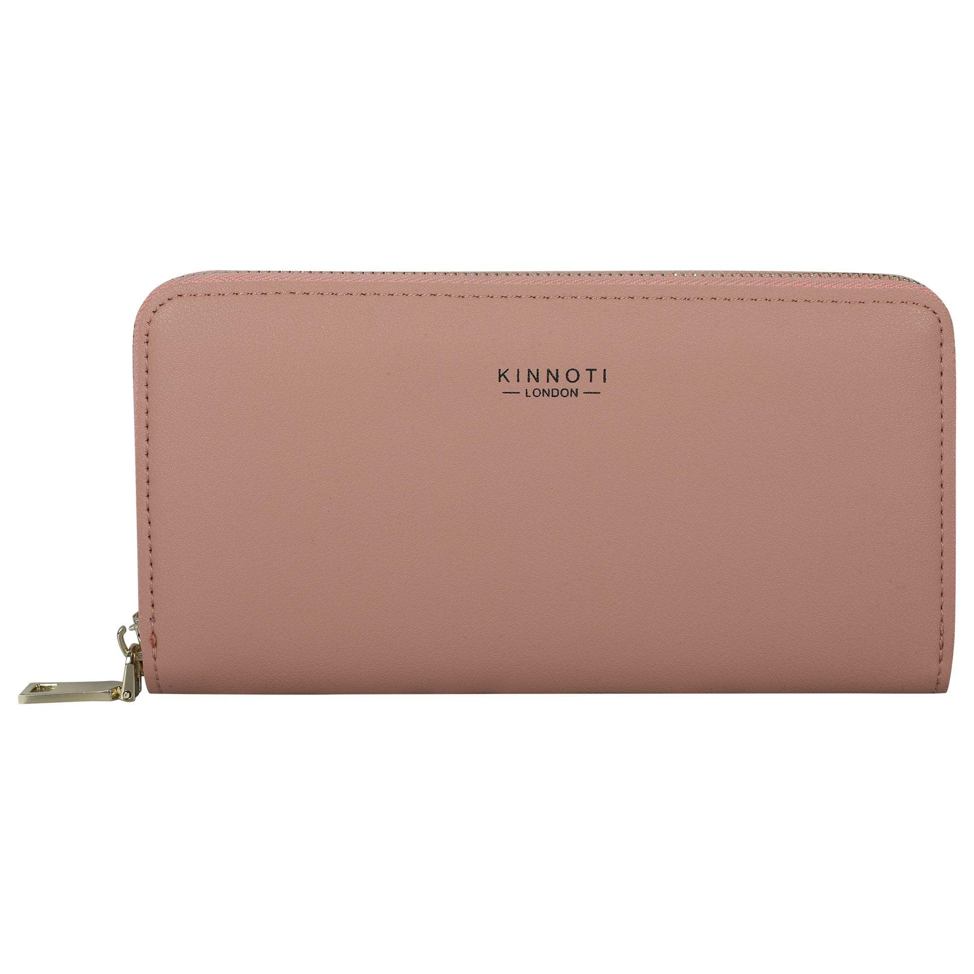 KINNOTI Wallets Pink Brown Leather Bifold Clutch