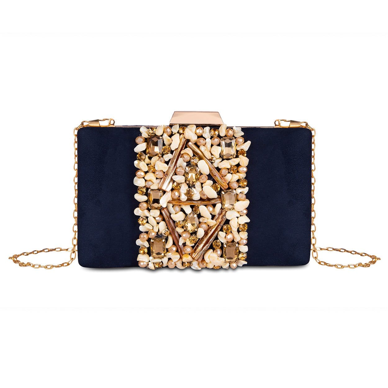 kinnoti wallets Royal Blue Box Embellished Clutch