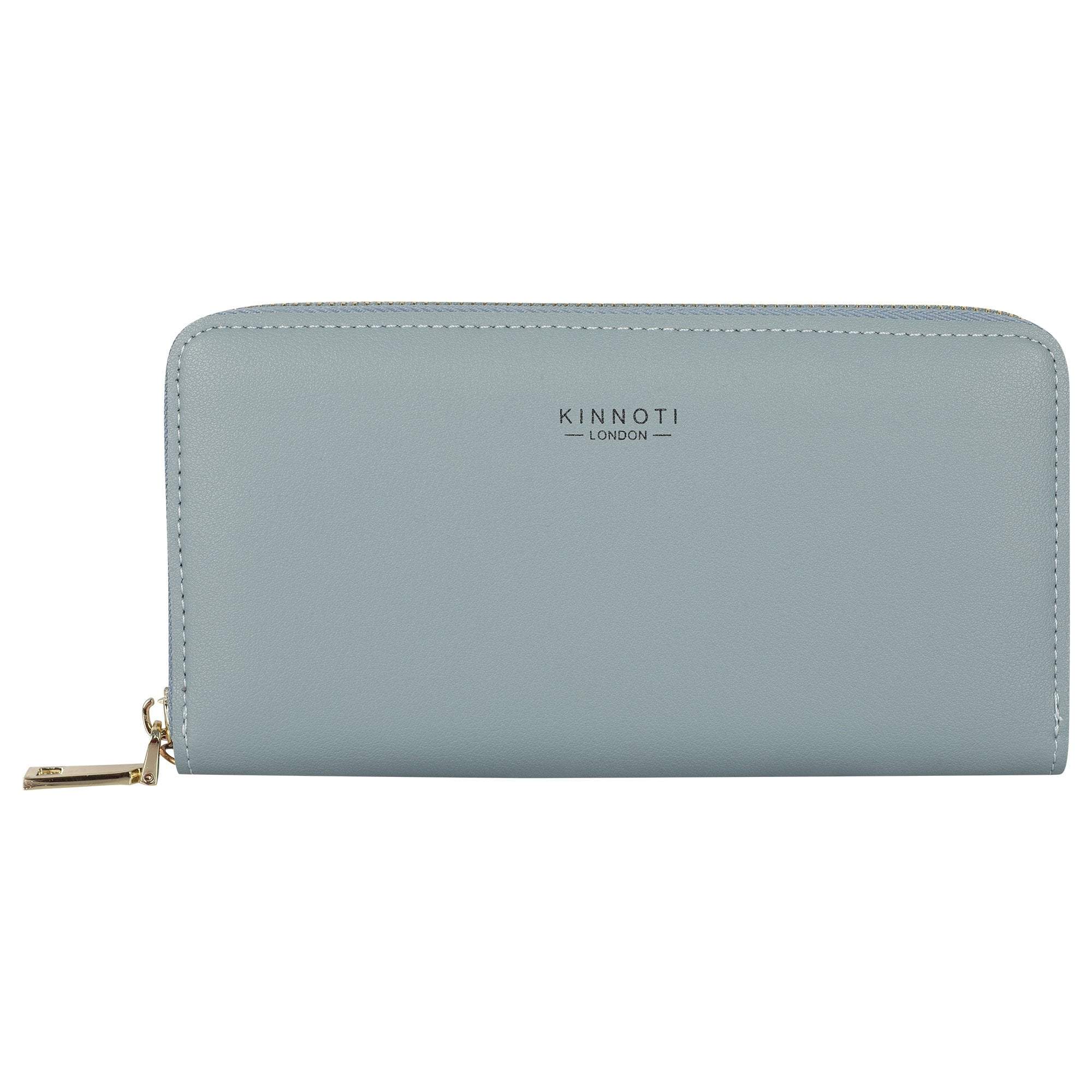 KINNOTI Wallets Sky-Blue Black Leather Bifold Clutch