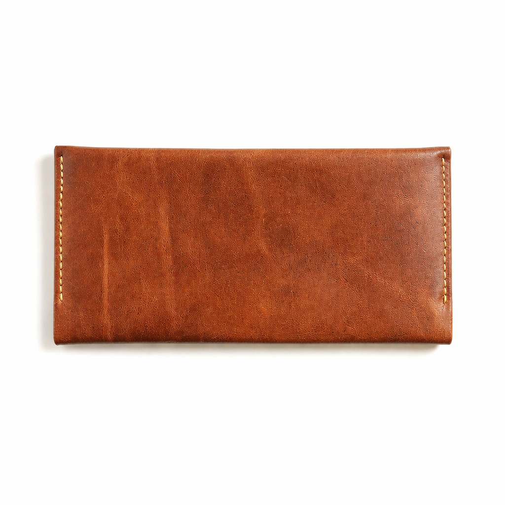 Brown leather wallet on a white background