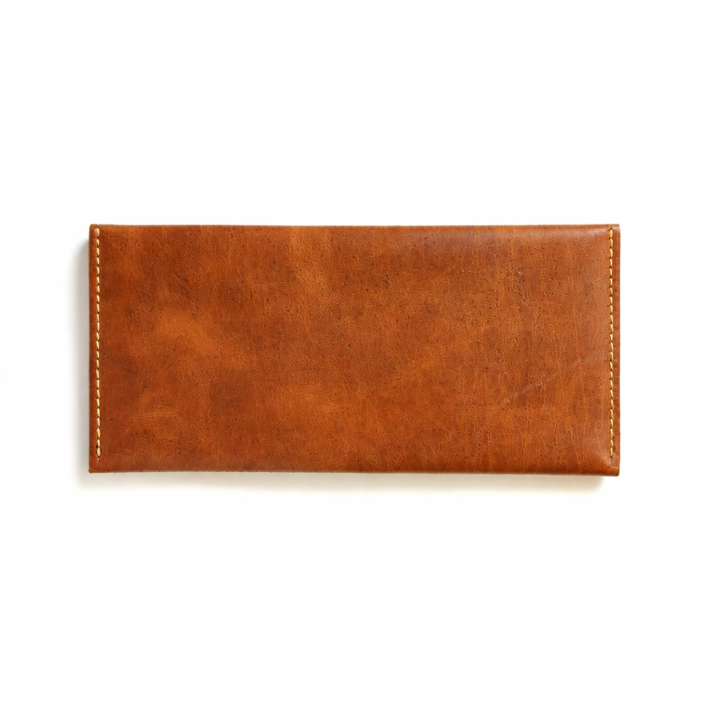 Brown leather wallet on a white background