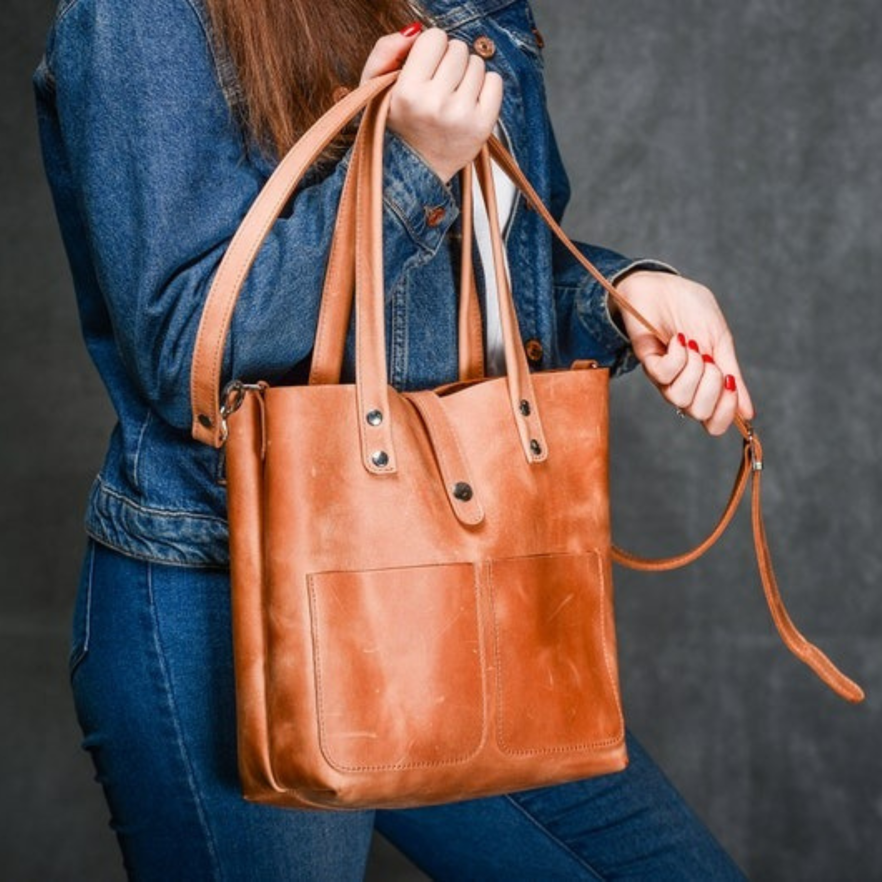 VT LEATHER TOTE FOR WOMEN