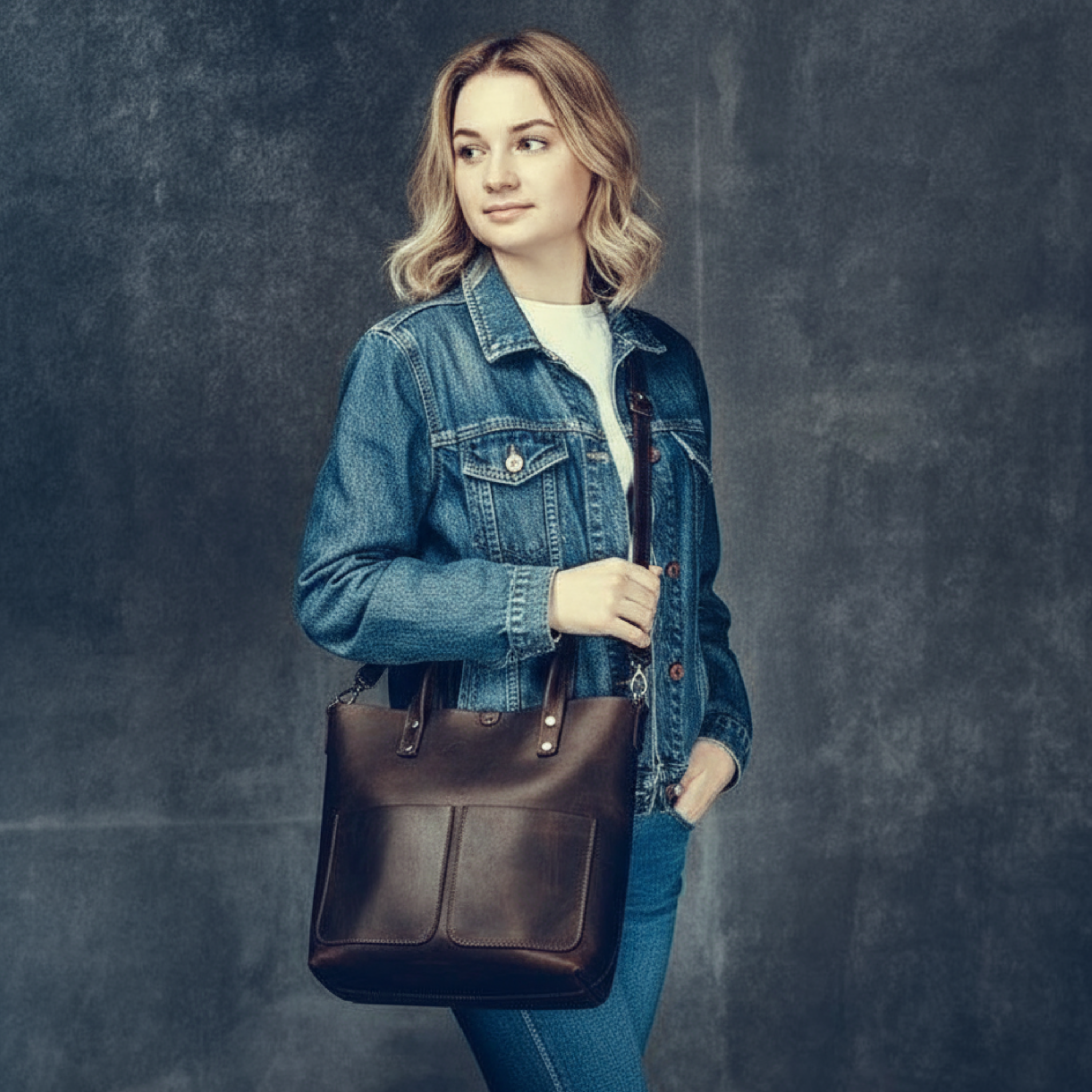 VT LEATHER TOTE FOR WOMEN