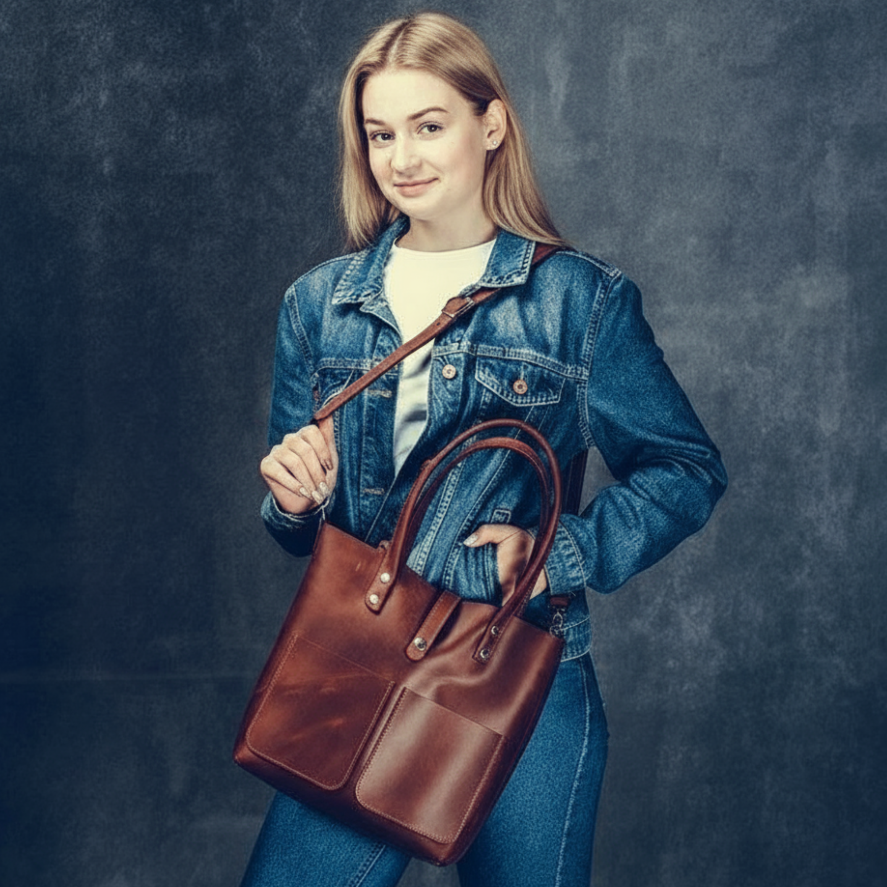 VT LEATHER TOTE FOR WOMEN