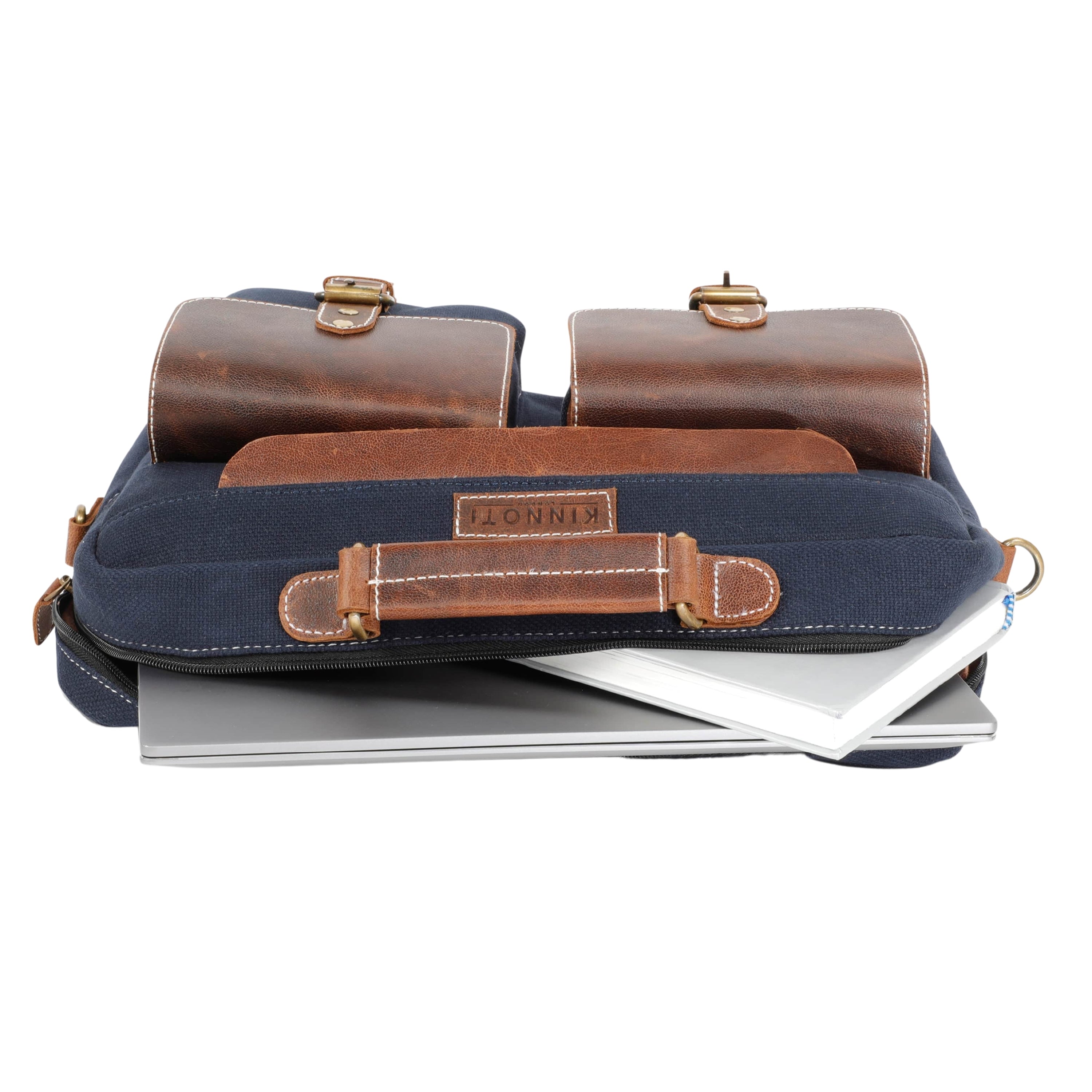 Hender Vegan Leather Laptop Bag with Adjustable Shoulder Strap, Water Proof and Dust Resistant