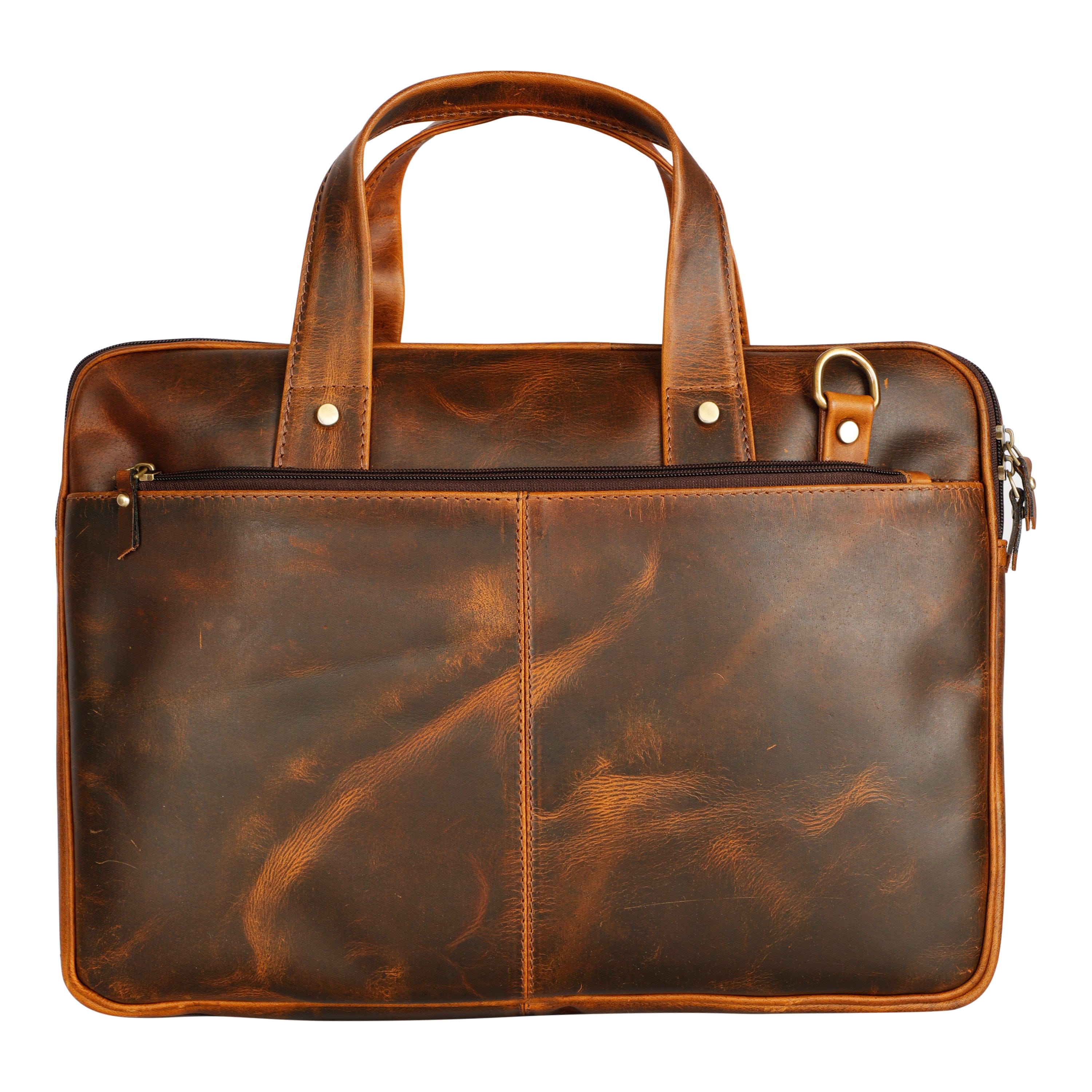 BUCKLED HUNTER LEATHER LAPTOP BAG - Kinnoti genuine leather laptop bag